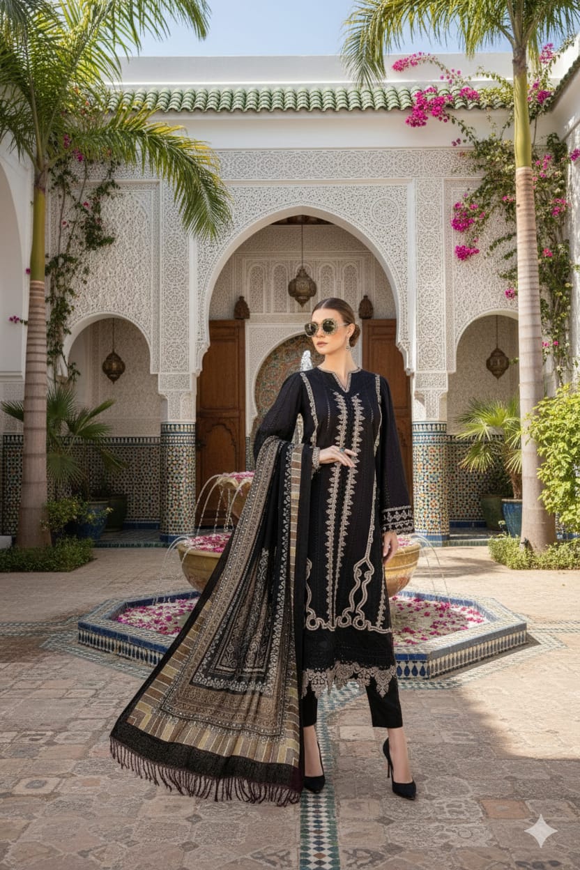 MARIA.B Luxury Embroidered Dhanak Unstitched 3-Piece